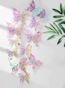 12pcs Hollow Out Butterfly Sticker - Multicolor - View 6