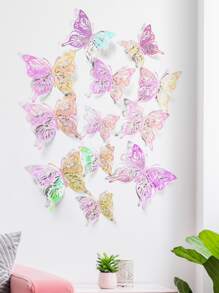 12pcs Hollow Out Butterfly Sticker - Multicolor - View 7