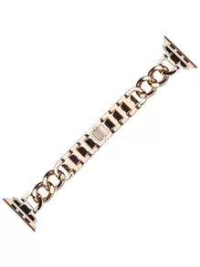 简约牛仔链金属表带，时尚百搭腕带，兼容 Apple Watch 8/7/6/5/4/SE（不含手表） - 玫瑰金 - 查看 2