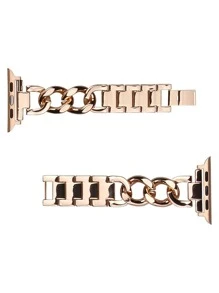 简约牛仔链金属表带，时尚百搭腕带，兼容 Apple Watch 8/7/6/5/4/SE（不含手表） - 玫瑰金 - 查看 5