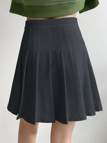 DAZY 高腰百褶半身裙 - 深灰色 - 查看 2