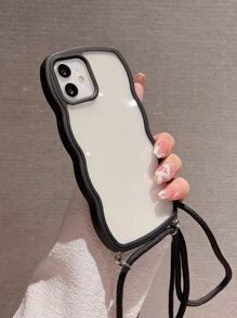 Simple Crossbody Phone Case With Lanyard Strap, Compatible With Iphone 15/15 Pro Max/15 Pro/15 Plus/11/12/13/14 Pro Max/xs/xr/11 Pro/11 Pro Max/12 Pro/12 Pro Max/13 Pro/13 Pro Max/14 Pro/14 Pro Max/14 Plus/7 Plus/8 Plus/se2, Soft Shell - Black - View 3