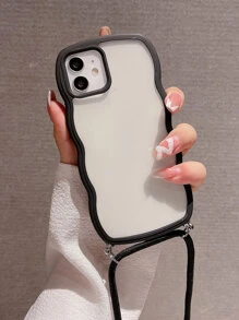 Simple Crossbody Phone Case With Lanyard Strap, Compatible With Iphone 15/15 Pro Max/15 Pro/15 Plus/11/12/13/14 Pro Max/xs/xr/11 Pro/11 Pro Max/12 Pro/12 Pro Max/13 Pro/13 Pro Max/14 Pro/14 Pro Max/14 Plus/7 Plus/8 Plus/se2, Soft Shell - Black - View 5