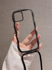 Simple Crossbody Phone Case With Lanyard Strap, Compatible With Iphone 15/15 Pro Max/15 Pro/15 Plus/11/12/13/14 Pro Max/xs/xr/11 Pro/11 Pro Max/12 Pro/12 Pro Max/13 Pro/13 Pro Max/14 Pro/14 Pro Max/14 Plus/7 Plus/8 Plus/se2, Soft Shell - Black - View 8