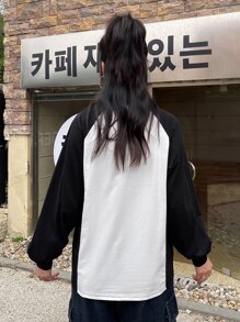 DAZY 撞色插肩袖T恤 - 黑與白 - 查看 5