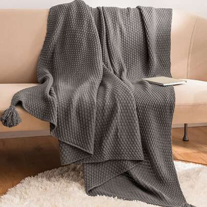 1pc Tassel Decor Throw Blanket