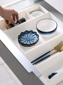 1pc Solid Drawer Storage Box, White Plastic Drawer Divider Box For Home - White - View 1