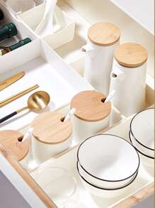 1pc Solid Drawer Storage Box, White Plastic Drawer Divider Box For Home - White - View 3