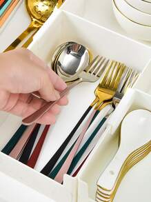 1pc Solid Drawer Storage Box, White Plastic Drawer Divider Box For Home - White - View 6