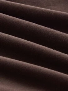 SHEIN MOD Ruched Front Scoop Neck Crop Tee - Chocolate Brown - View 4