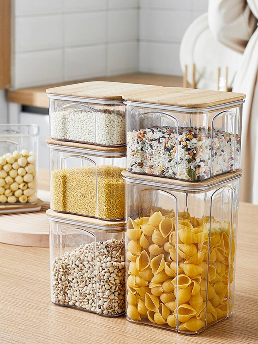 1pc Clear Food Storage Box, PET Food Storage Jar For Kitchen - Clear - View 1