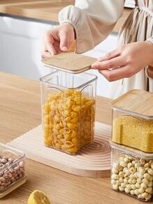 1pc Clear Food Storage Box, PET Food Storage Jar For Kitchen - Clear - View 2