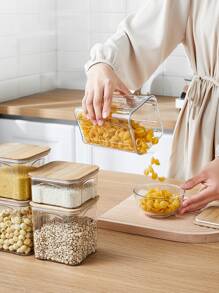 1pc Clear Food Storage Box, PET Food Storage Jar For Kitchen - Clear - View 4