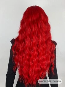 Thêm 30Inch Dài Tổng Hợp Lượn Sóng Phần Giữa 4X4 Tóc Giả Cosplay Hàng Ngày Hóa Trang Halloween Gothic Tóc Giả Dành Cho Nữ - Đỏ - Xem 3