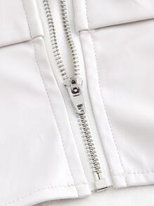 SHEIN MOD Zip Back PU Leather Tube Top - White - View 3