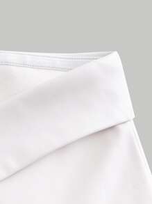 SHEIN MOD Zip Back PU Leather Tube Top - White - View 4