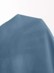 SHEIN Essnce High Low Lantern Sleeve Button Front Dress - Dusty Blue - View 6