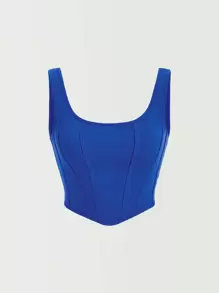 SHEIN MOD Solid Scoop Neck Tank Top - Royal Blue - View 1