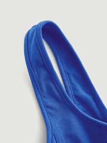 SHEIN MOD Solid Scoop Neck Tank Top - Royal Blue - View 3
