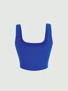 SHEIN MOD Solid Scoop Neck Tank Top - Royal Blue - View 5