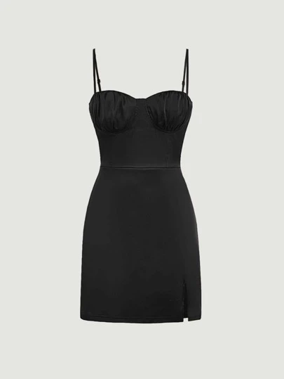 SHEIN MOD Ruched Bust Split Hem Cami Dress