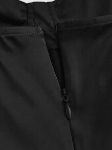 SHEIN MOD 胸部褶皺下擺開叉吊帶洋裝 - 黑色 - 查看 3