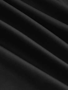 SHEIN MOD 胸部褶皺下擺開叉吊帶洋裝 - 黑色 - 查看 4