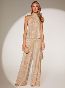 BizChic Áo hai dây & Quần ống rộng Trang phục làm việc - Rượu sâm banh - Xem 1