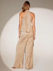 BizChic Áo hai dây & Quần ống rộng Trang phục làm việc - Rượu sâm banh - Xem 2