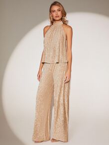 BizChic Áo hai dây & Quần ống rộng Trang phục làm việc - Rượu sâm banh - Xem 4