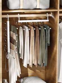 1pc Foldable PET Pants Hanger,Japanese Style Simple White Multifunctional Cloth Hanger