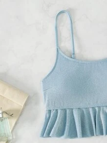 SHEIN Ruffle Hem Tie Side Bikini Set Summer Beach - Baby Blue - View 6