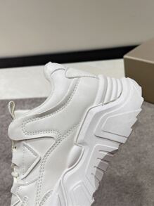 Lace-up Front Chunky Sneakers - Beige - View 6