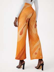Israel Jasso 圖案印花闊腿褲 - 橘色 - 查看 2
