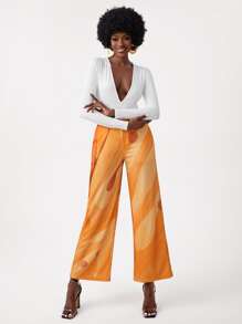 Israel Jasso 圖案印花闊腿褲 - 橘色 - 查看 3