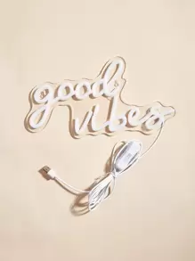 1 件 Good Vibes LED 霓虹灯，绿色霓虹灯剪影壁灯，游戏室装饰，家居装饰，生日礼物，墙壁艺术，小夜灯，USB 供电，带开关 - 粉色 - 查看 4