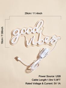 1 件 Good Vibes LED 霓虹灯，绿色霓虹灯剪影壁灯，游戏室装饰，家居装饰，生日礼物，墙壁艺术，小夜灯，USB 供电，带开关 - 粉色 - 查看 6