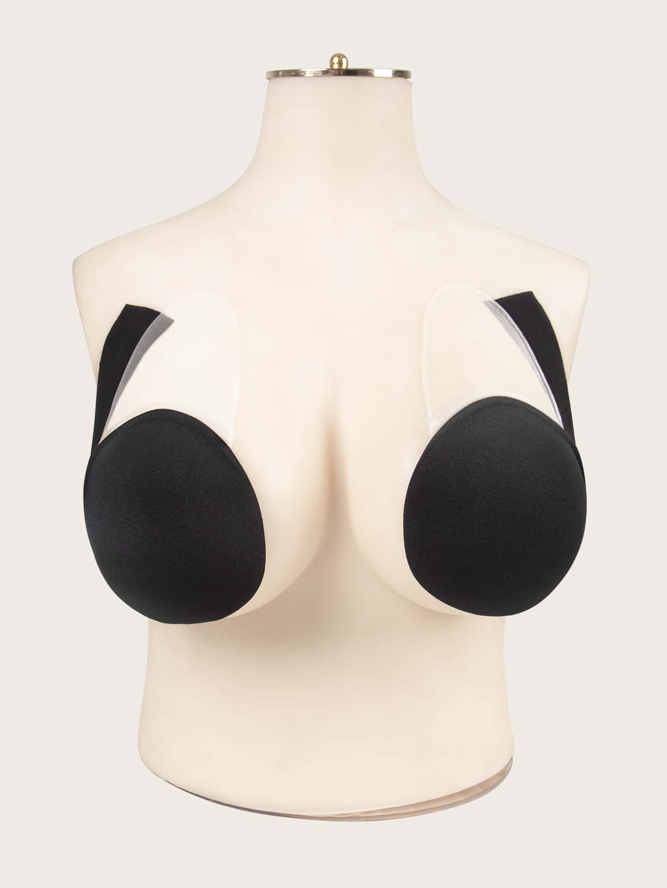 大碼3對素色乳貼 - 黑色 - 查看 1