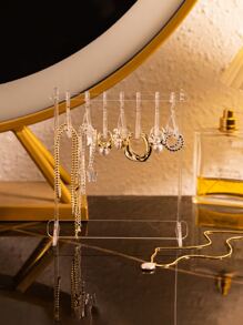 1pc Clothes Hanger Design Clear Jewelry Display Rack, Creative Clear Jewelry Organizer For Home, Gift For Valentine's Day - Clear - View 2