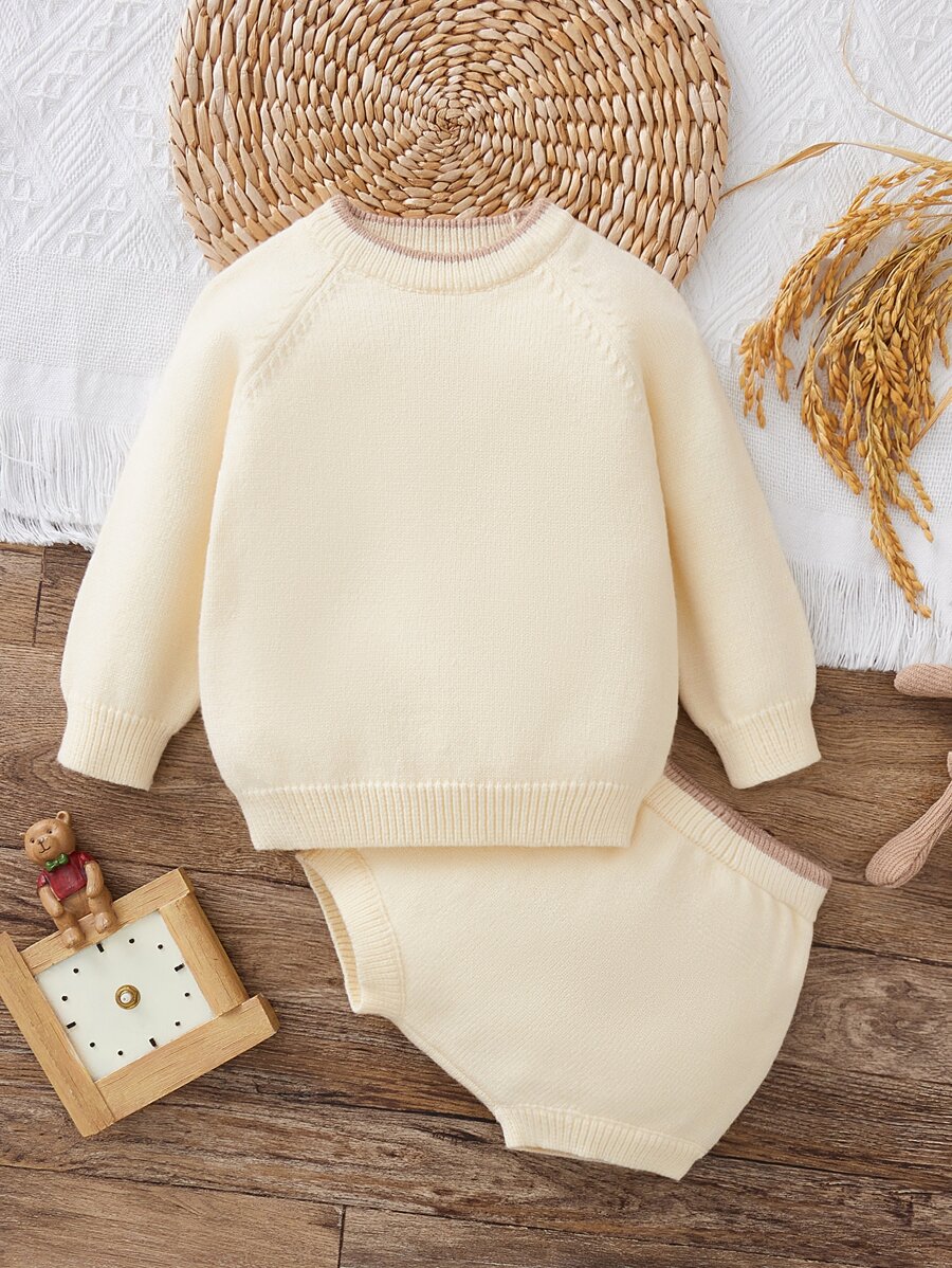 Bebé de manga raglán Jersey & Shorts tejidos - Albaricoque - Ver 1