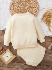 Bebé de manga raglán Jersey & Shorts tejidos - Albaricoque - Ver 2