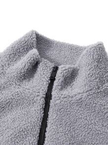 Men Colourblock Zip Up Teddy Coat - Multicolor - View 5