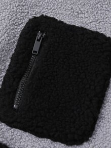 Men Colourblock Zip Up Teddy Coat - Multicolor - View 7