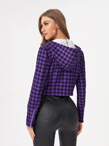 Eun 千鳥格印花前紐扣連帽夾克 - 彩色 - 查看 2