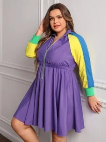 PaintbyShawnDenise Vestido de color combinado de manga raglán - Morado Violeta - Ver 4