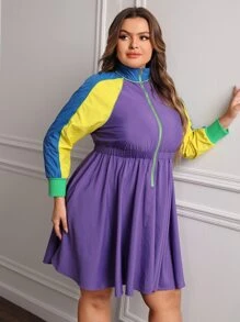 PaintbyShawnDenise Vestido de color combinado de manga raglán - Morado Violeta - Ver 5