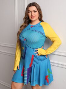 PaintbyShawnDenise Plus Striped & Polka Dot Ruffle Hem Dress - Multicolor - View 5