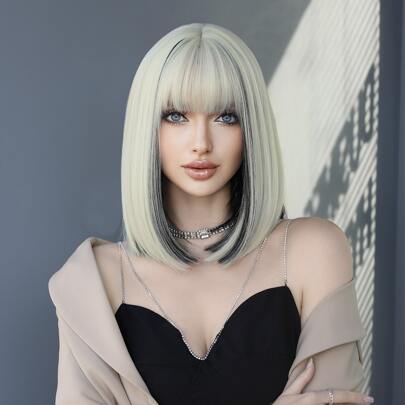 Medium Straight Synthetic Wig With Bangs