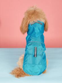 1pc Reflective Detail Pet Raincoat - Baby Blue - View 1