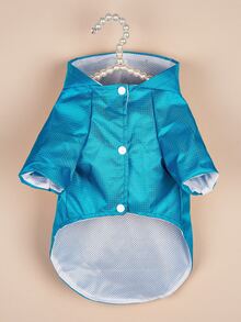 1pc Reflective Detail Pet Raincoat - Baby Blue - View 2
